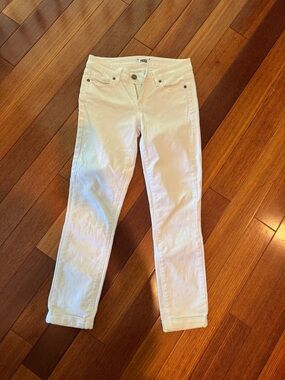 PAIGE Cream Cropped Slim Jeans
